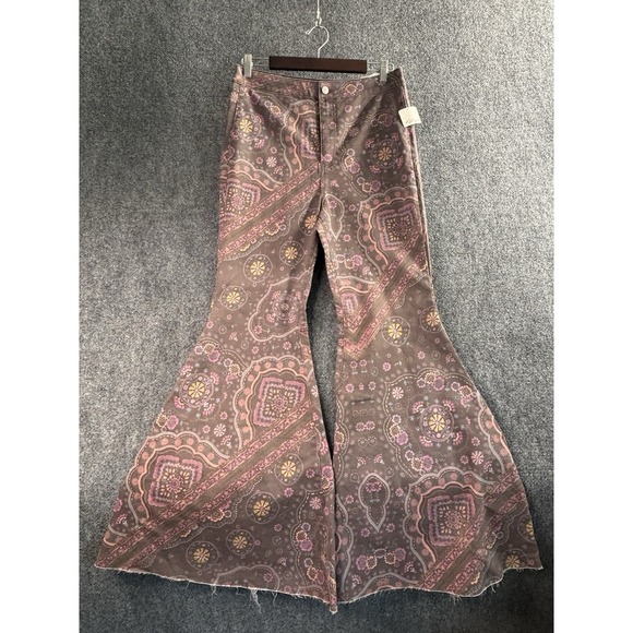 Free People Denim - NWT Free People Just Float On Super Flare Stretch Pink Paisley Jeans Bell Bottom